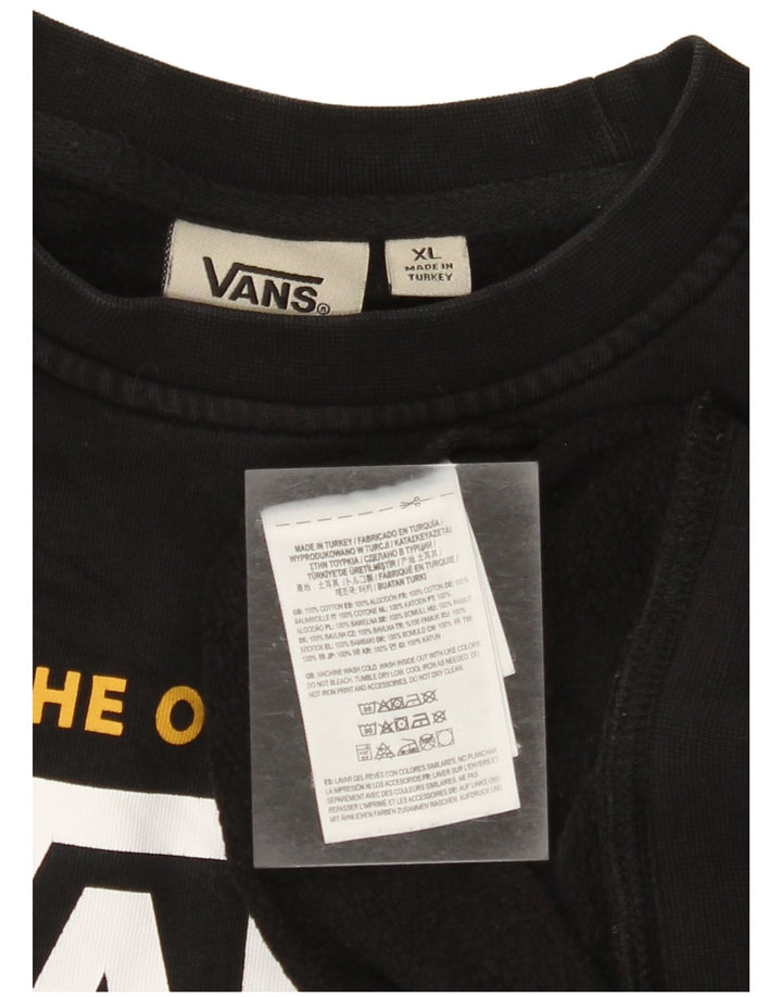 VANS Dame Off The Wall Grafisk Sweatshirt Jumper UK 18 XL Sort Bomuld