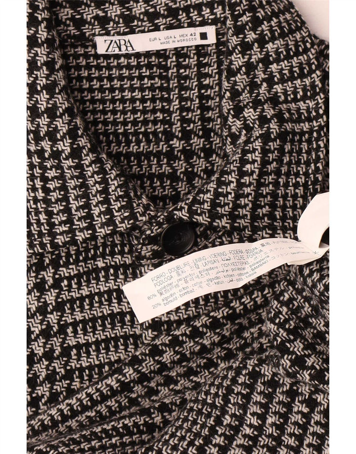 Zara Herre Utility Jacket Large Black Houndstooth Polyester
