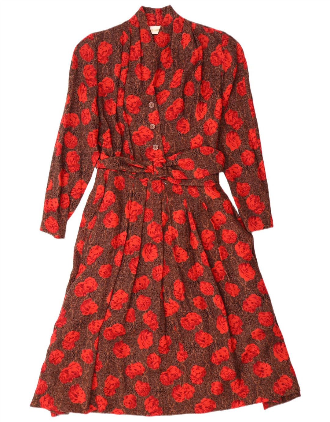 STANNER Langærmet A-line kjole til kvinder IT 42 Medium Brun Blomsteruld