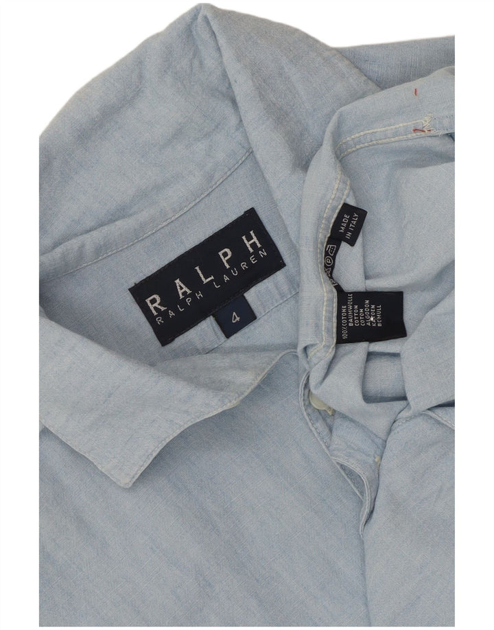 Ralph Lauren Dame Kortærmet Oversized skjorte US 4 Small Blue Cotton