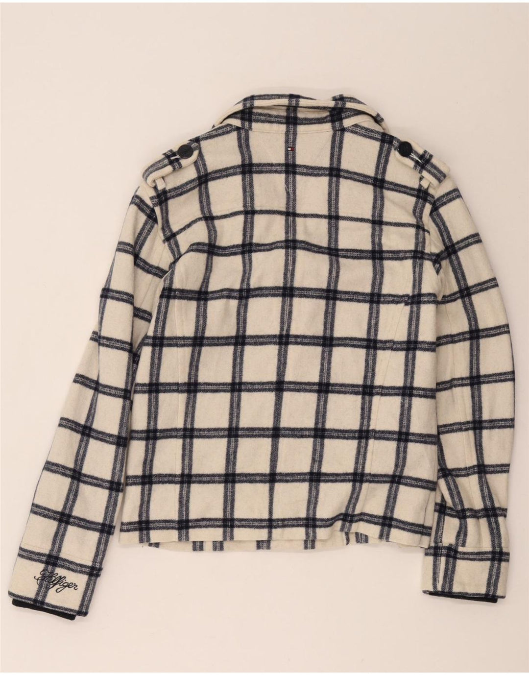 Tommy Hilfiger Pige Ærtefrakke 15-16 År Hvid Ternet Polyester