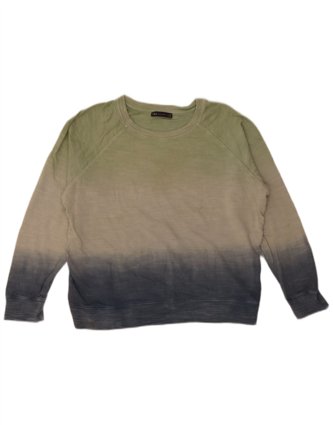 Marks & Spencer Dame Sweatshirt Jumper UK 14 Large Green Colourblock