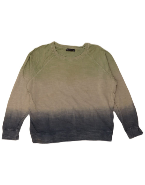 Marks & Spencer Dame Sweatshirt Jumper UK 14 Large Green Colourblock