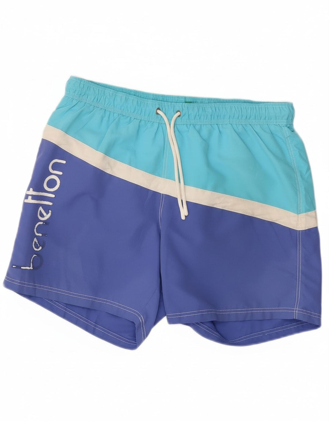 Benetton Herre grafiske badeshorts Large Blue Colourblock