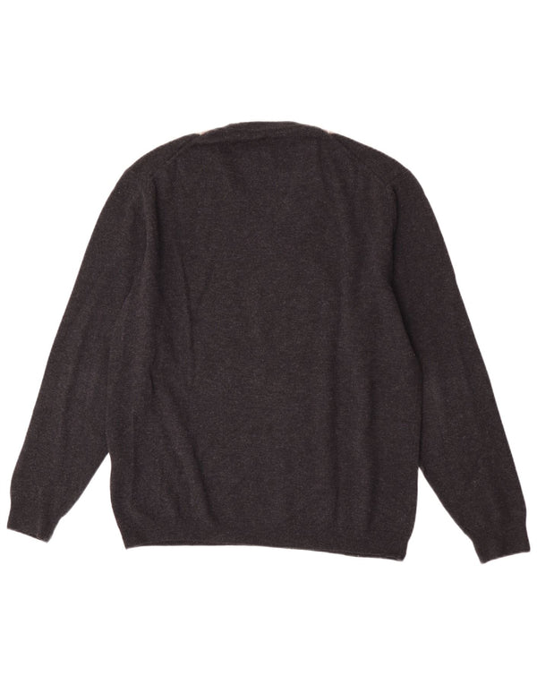 Burlington Herre V-hals sweater IT 52 Large Grey Argyle/Diamond
