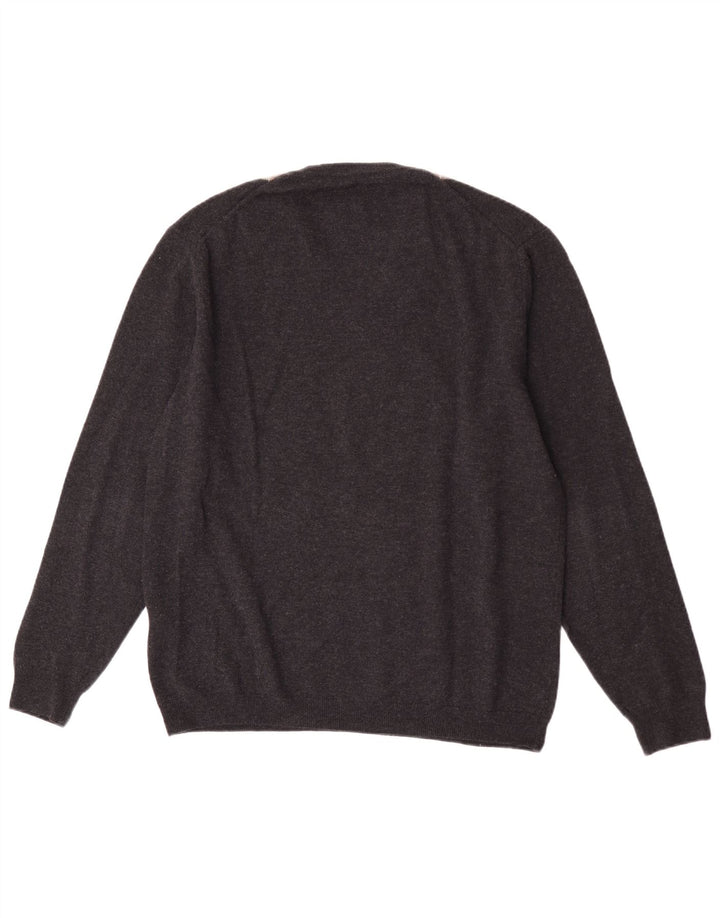 Burlington Herre V-hals sweater IT 52 Large Grey Argyle/Diamond