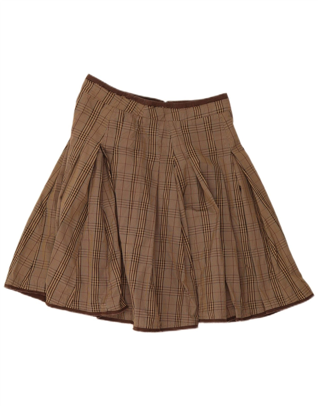 Henry Cottons Dame Flared Skirt IT 42 Medium W32 Brown Check