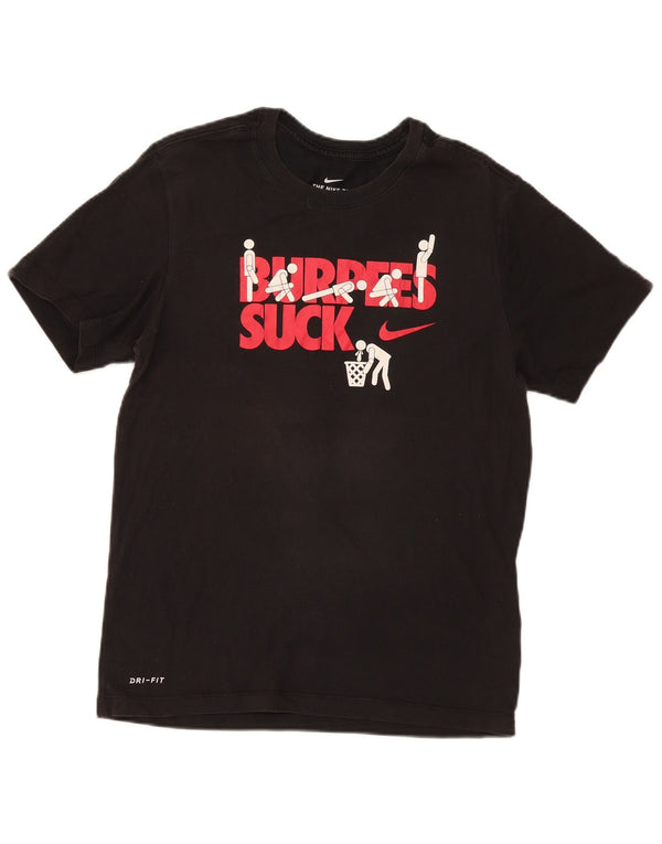Nike Herre Dri Fit grafisk T-shirt top lille sort bomuld