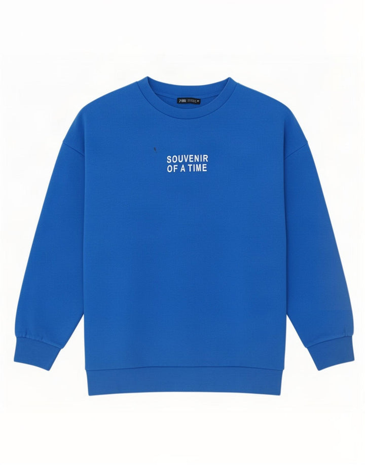 Zara Herre Grafisk Sweatshirt Jumper Lille Blå Bomuld