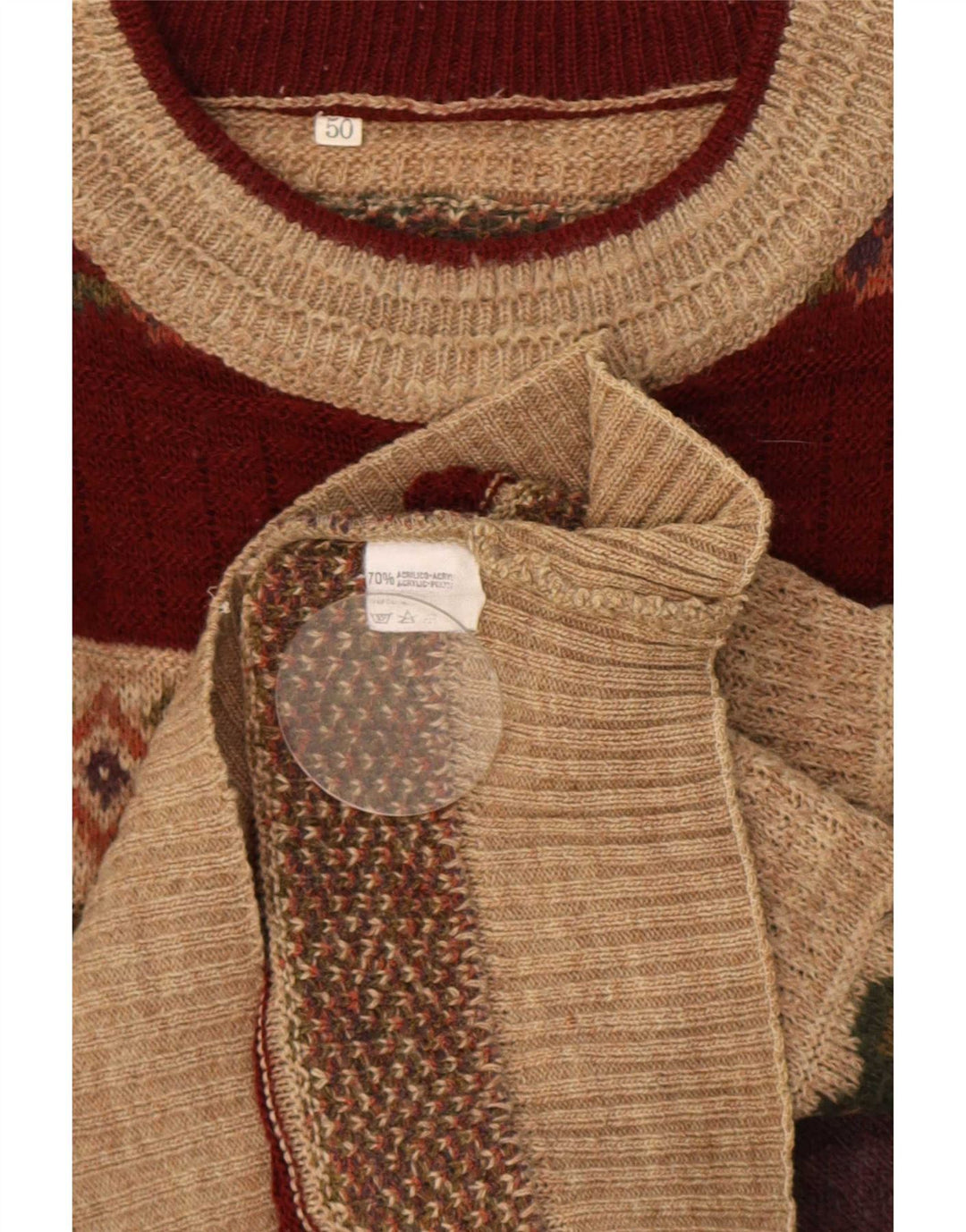 Vintage Herre rund hals sweater IT 50 Medium Flerfarvet Fair Isle