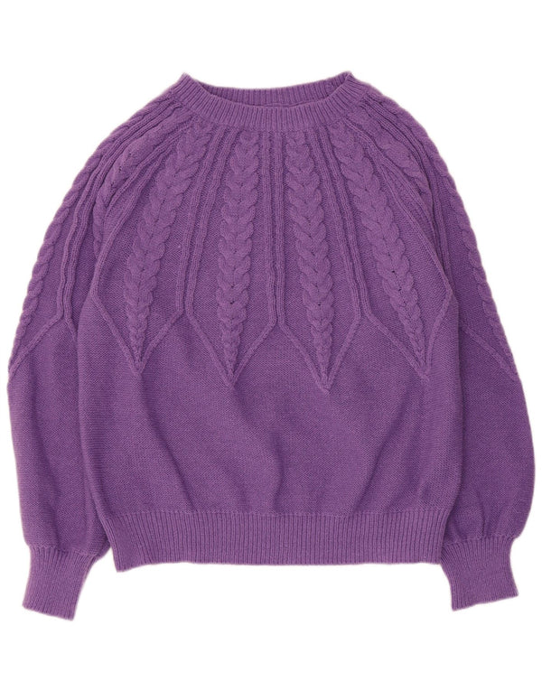 Vintage Dame Boat Neck Jumper Sweater UK 16 Large Purple Polyester