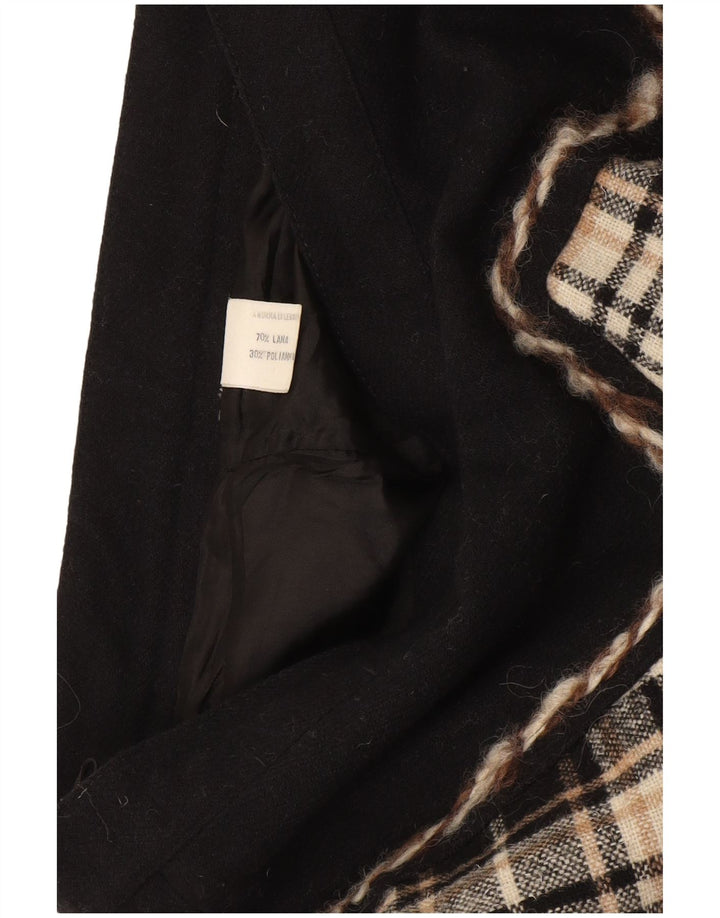 Vintage dame A-line nederdel W28 Medium sort ternet uld