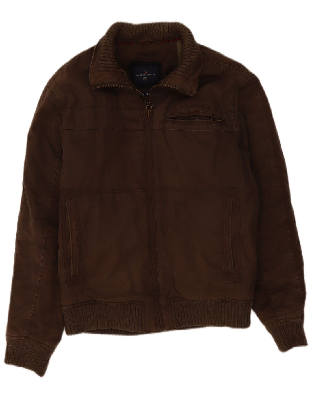 Marks & Spencer Herre Bomber Jacket UK 36 Small Khaki Cotton