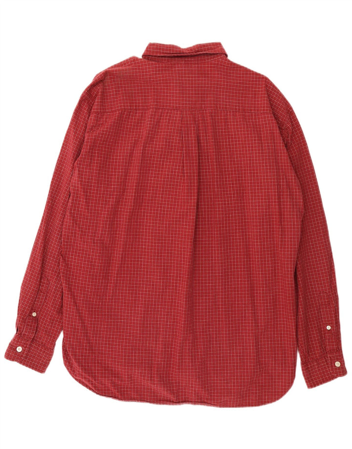 J. CREW Flanelskjorte til mænd Medium Bourgogne ternet bomuld