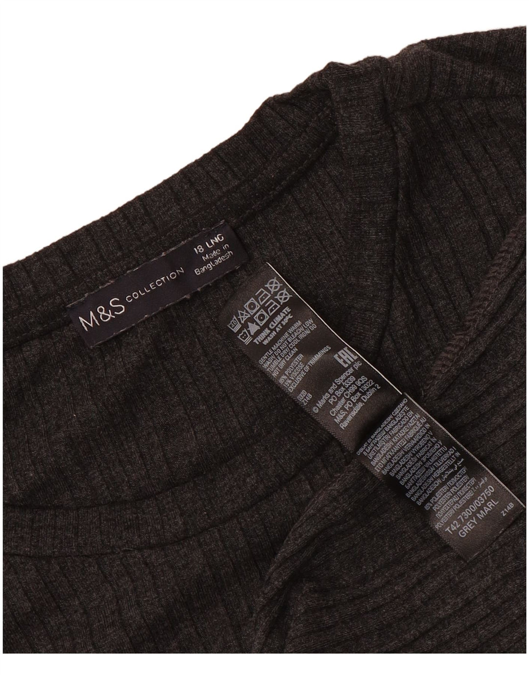 Marks & Spencer Dame Langærmet Jumper Kjole UK 18 XL Grå Polyester