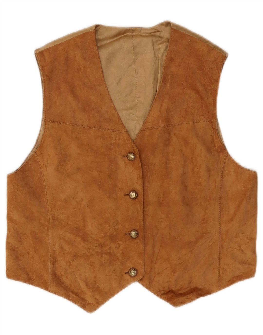 VINTAGE Dame ruskindsvest UK 10 Lille Brun