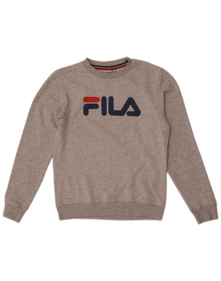 Fila Herre grafisk sweatshirt trøje XS Grå Flecked Bomuld