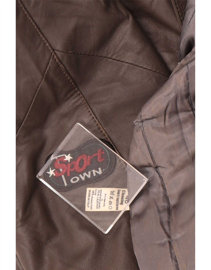 Vintage læderfrakke til kvinder IT 48 XL Grå
