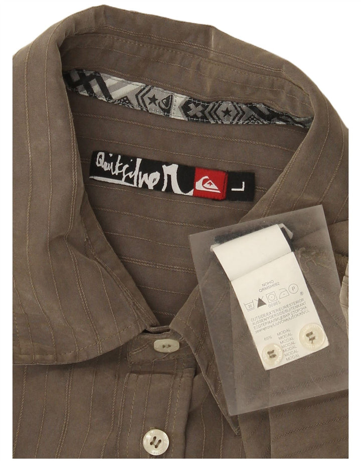 Quiksilver Herreskjorte Large Khaki Pinstripe Modal