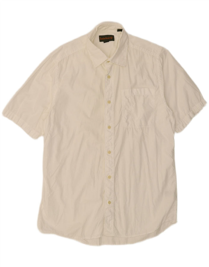 TIMBERLAND Mens Short Sleeve Shirt Medium White Cotton