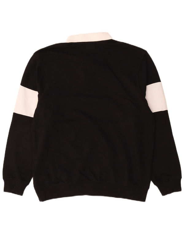 Ellesse Herre Polo Neck Sweatshirt Jumper Medium Sort Colourblock Bomuld