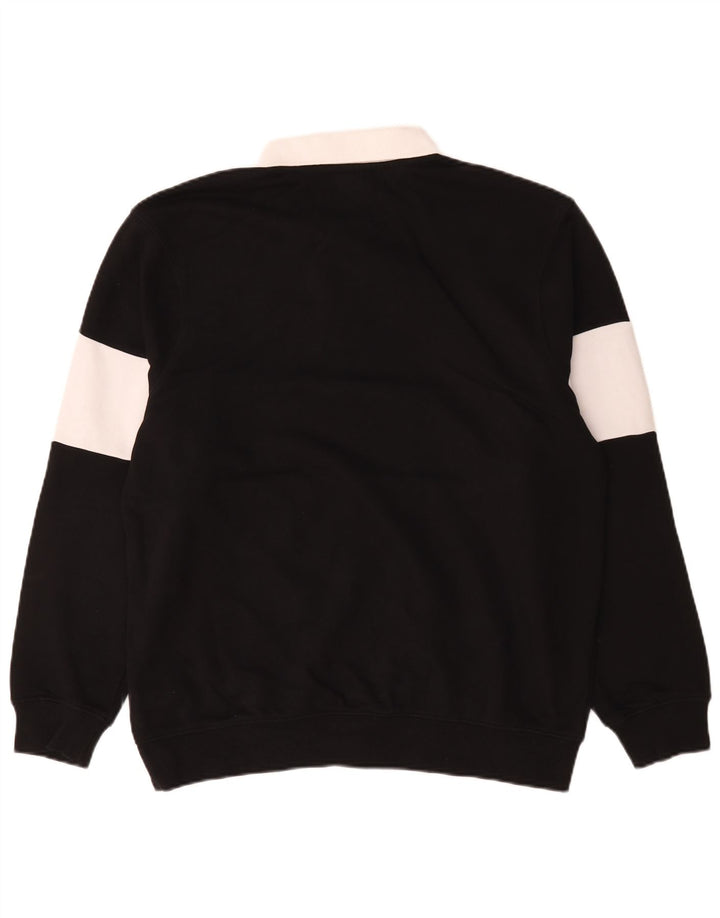 Ellesse Herre Polo Neck Sweatshirt Jumper Medium Sort Colourblock Bomuld