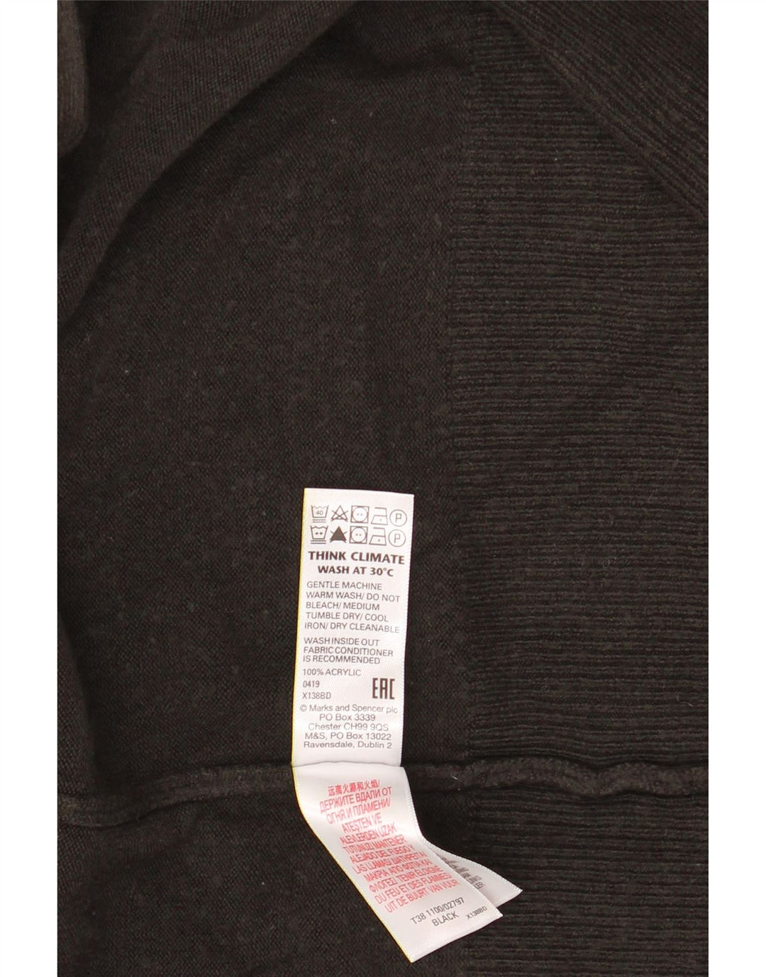 Marks & Spencer Womens Open Cardigan Sweater UK 16 Large Black Acryl