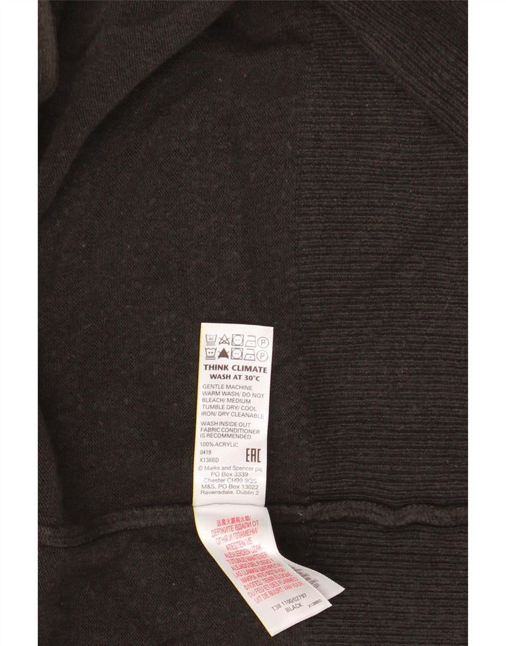 Marks & Spencer Womens Open Cardigan Sweater UK 16 Large Black Acryl