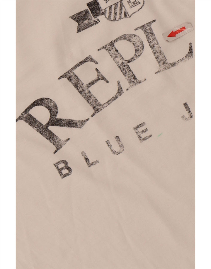 Replay Herre Grafisk T-Shirt Top Stor Hvid