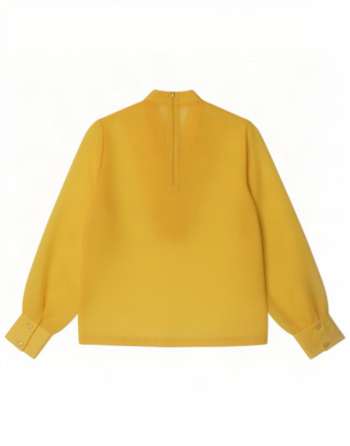 Vintage Dame Langærmet Flæse Front Se Through Top IT 42 Medium Gul