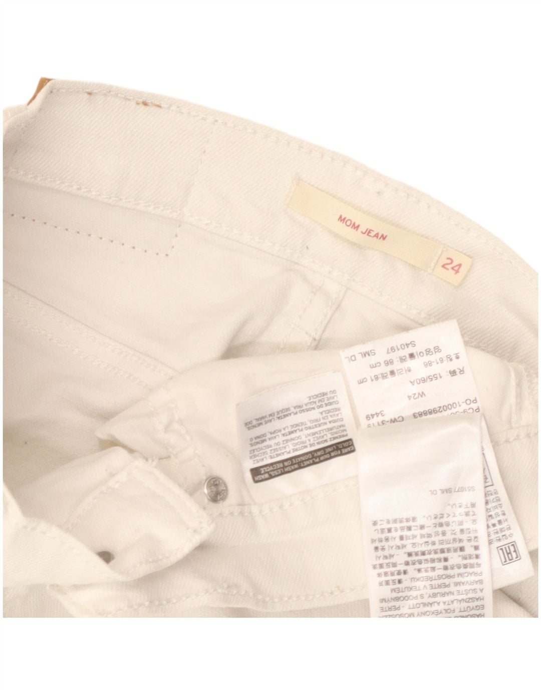 Levi's Dame Mom Cropped Jeans W24 L24 Off White Bomuld