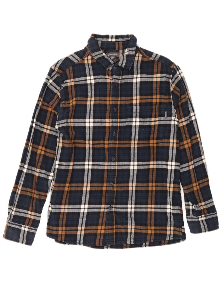 Eddie Bauer Herre Flanelskjorte Medium Navyblå Plaid Bomuld