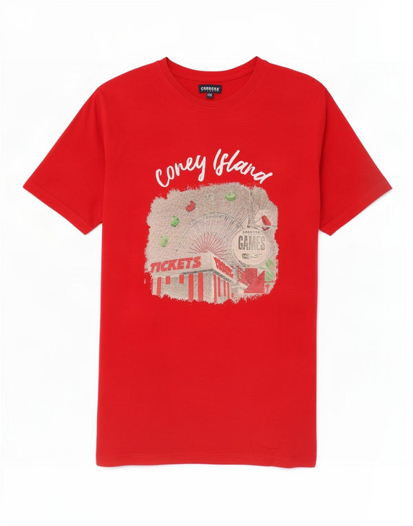 Carrera Herre Grafisk T-Shirt Top 2XL Rød Bomuld