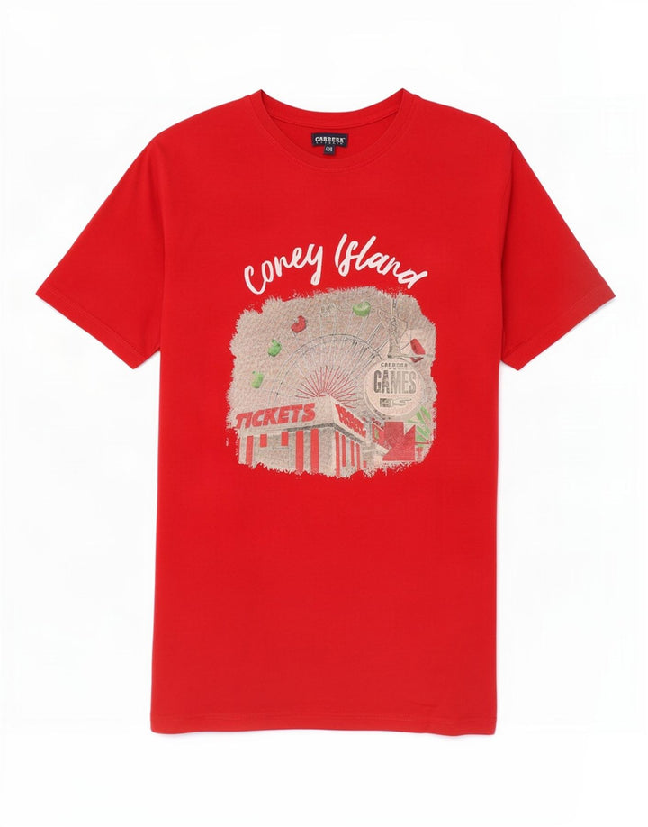 Carrera Herre Grafisk T-Shirt Top 2XL Rød Bomuld