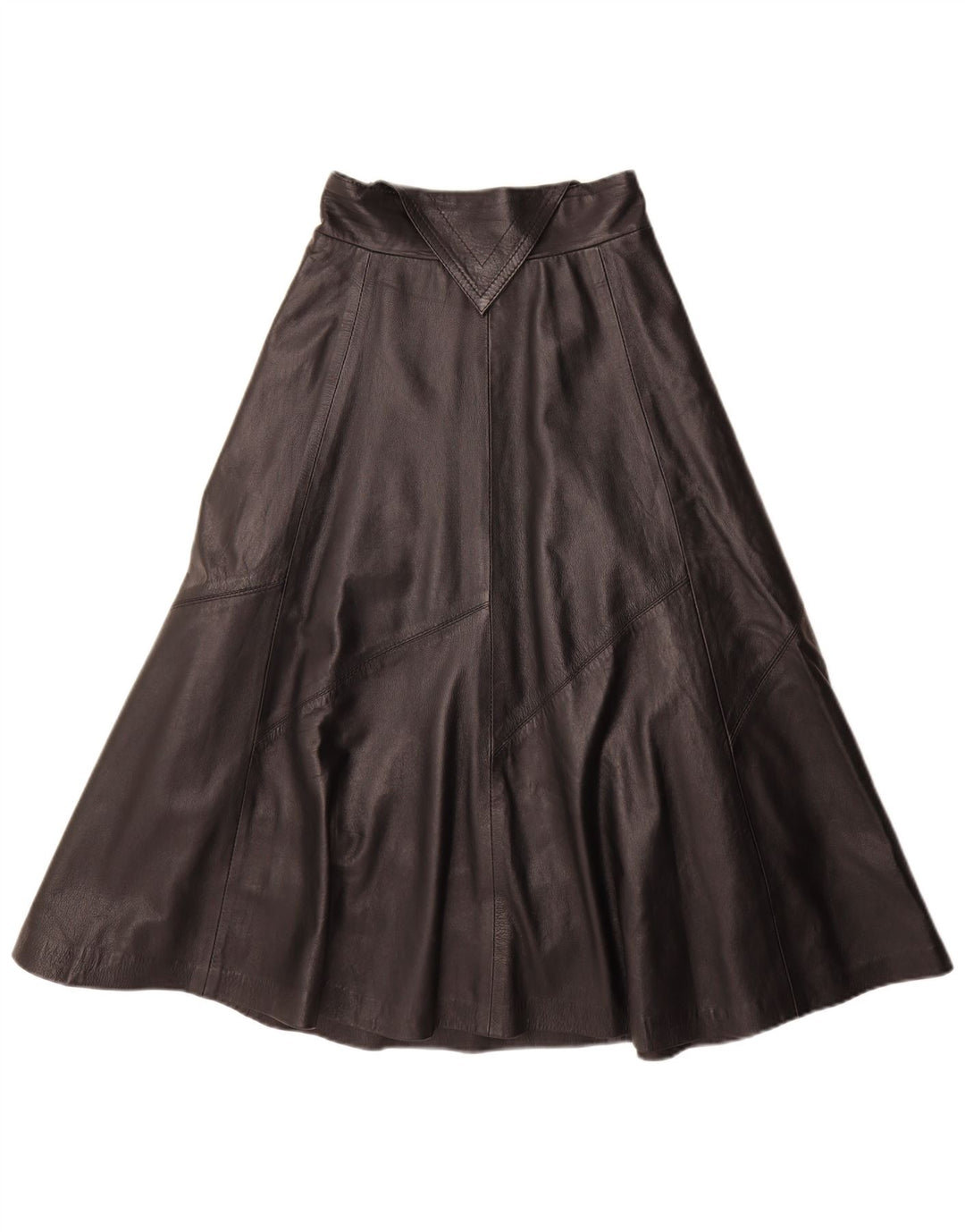 Vintage Dame Læder Flared Nederdel Medium W28 Sort