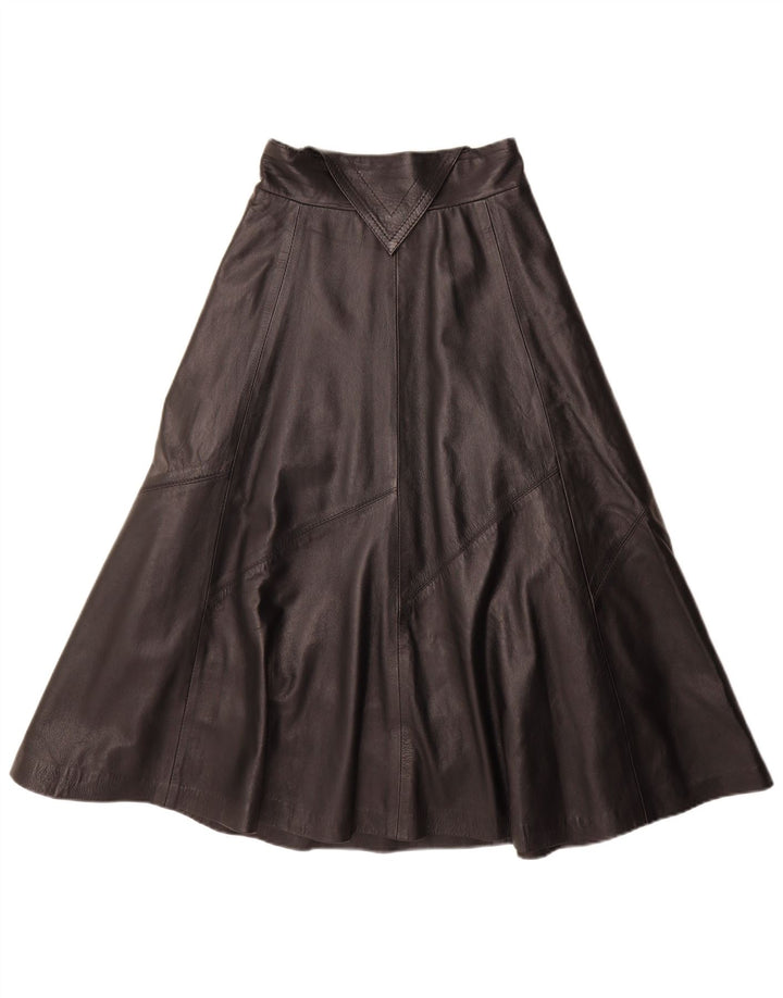 Vintage Dame Læder Flared Nederdel Medium W28 Sort