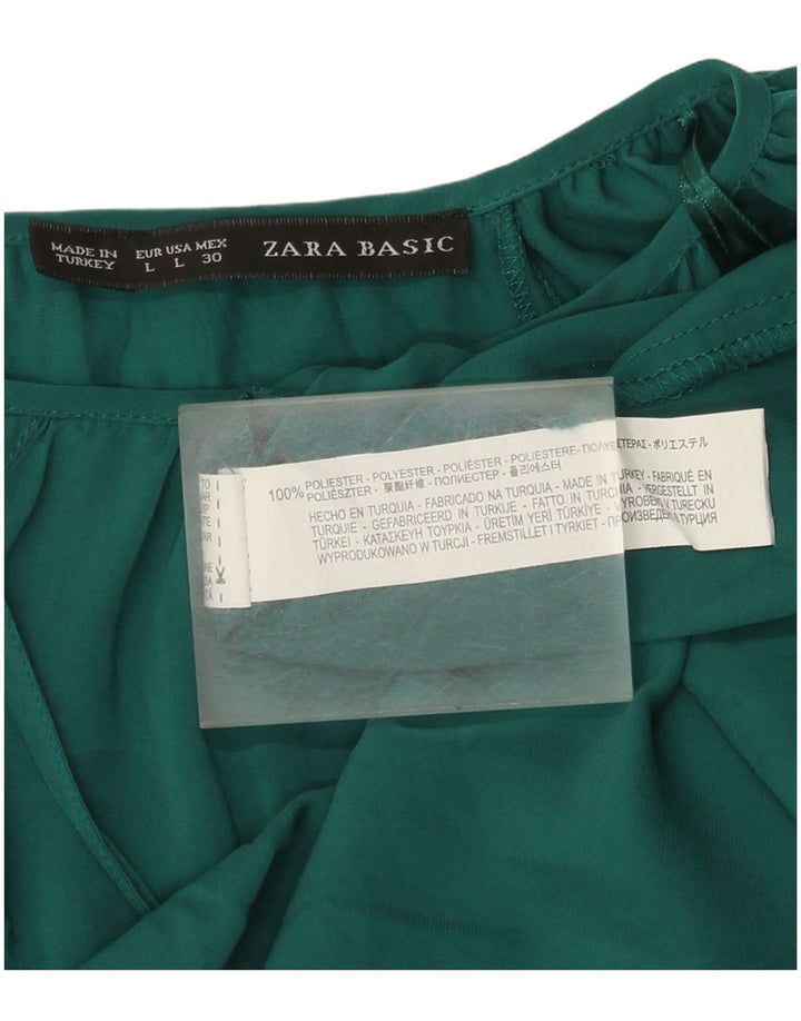 Zara Dame Oversized Bluse Top UK 16 Large Green Polyester