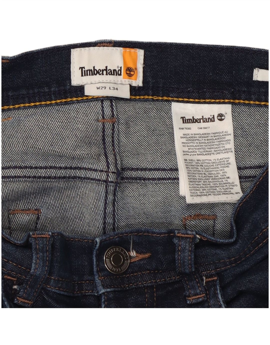 Timberland Dame Slim Jeans W29 L34 Marineblå Bomuld
