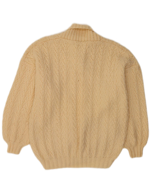 Vintage Dame Shawl Neck Jumper Sweater UK 14 Large Off White