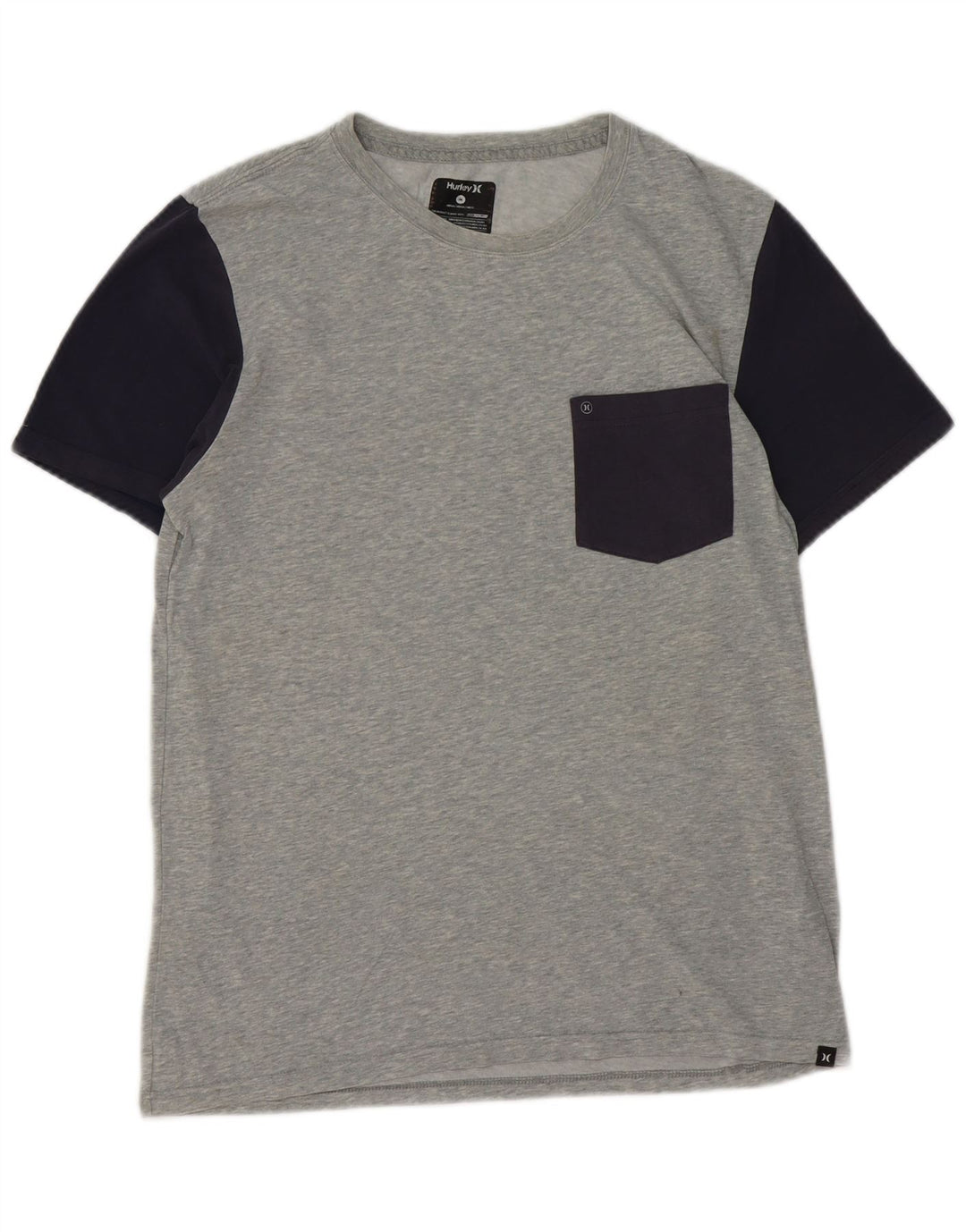 HURLEY Mens T-Shirt Top Medium Grey Colourblock Cotton