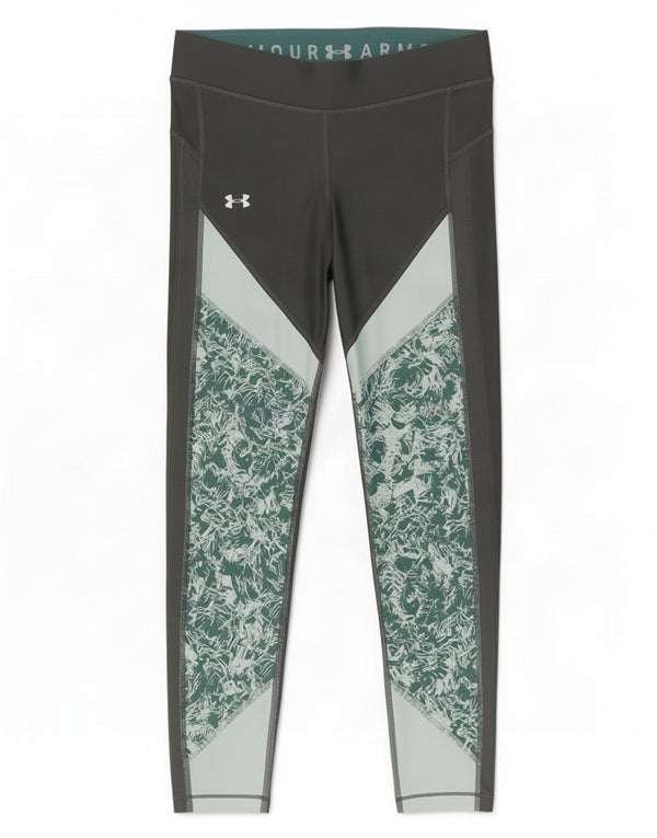 Under Armour Womens Heat Gear Leggings UK 12 Medium Grey Colourblock