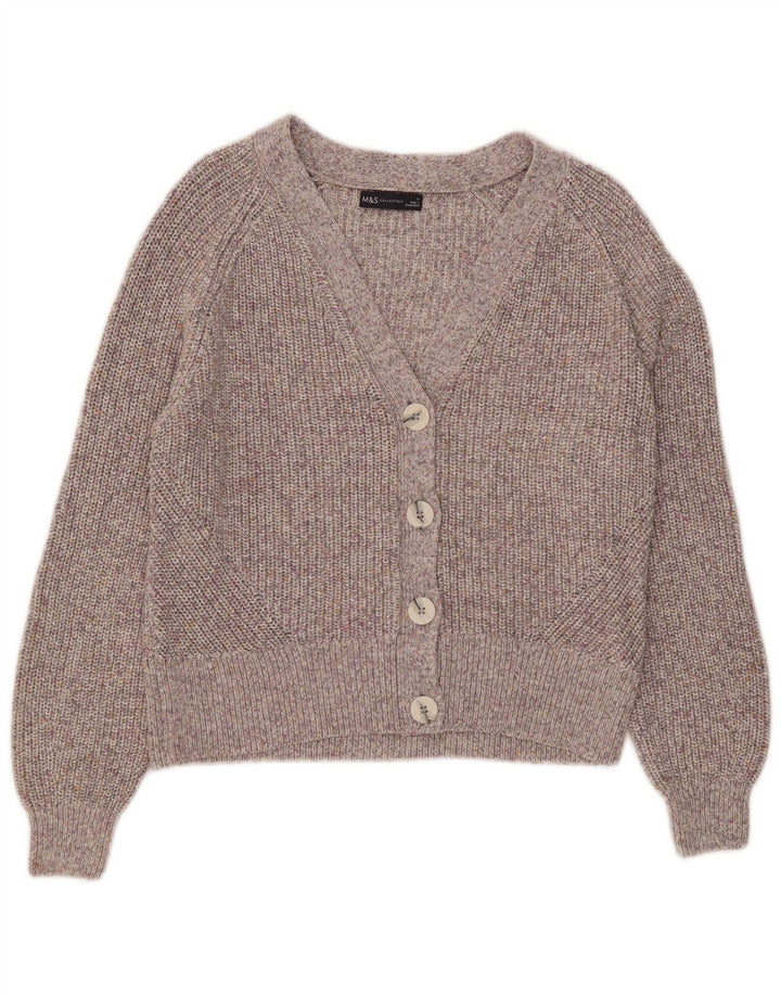 MARKS & SPENCER Dame cardigan sweater UK 14 Medium Grey Flecked Bomuld