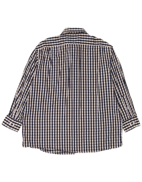 Tommy Hilfiger Herre Regular Fit Skjorte Størrelse 17 1/2 XL Navy Blue Gingham