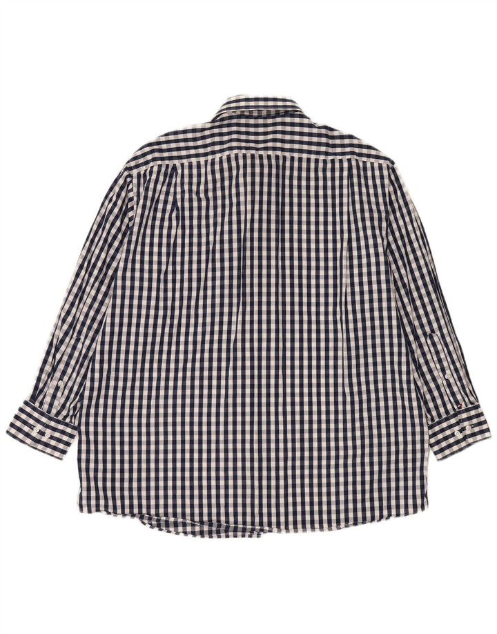 Tommy Hilfiger Herre Regular Fit Skjorte Størrelse 17 1/2 XL Navy Blue Gingham