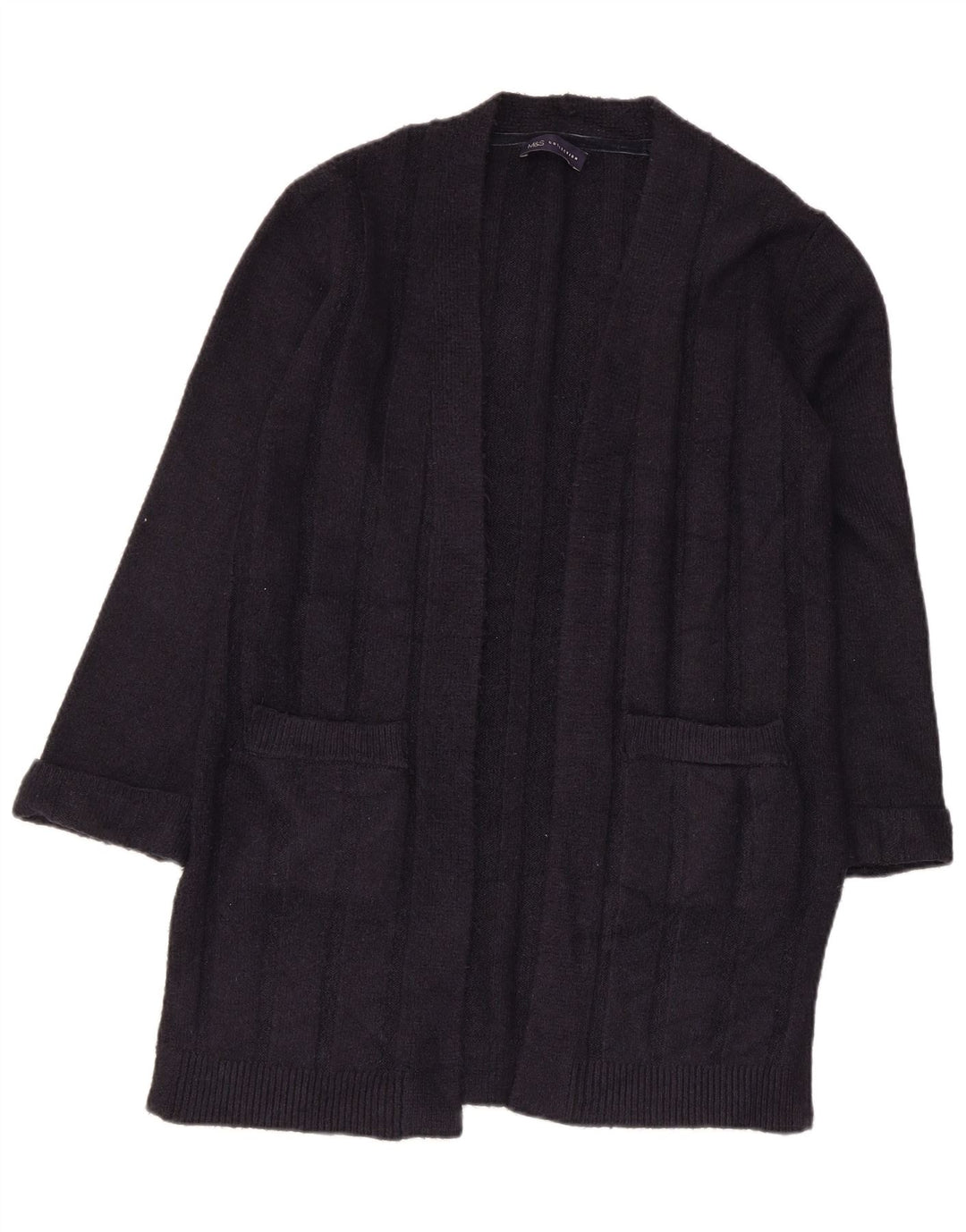 Marks & Spencer Dame Longline Åben Cardigan Sweater UK 10 Small Navy Blue