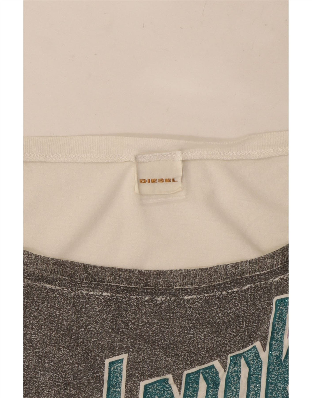 DIESEL Dame Grafisk T-Shirt Top UK 10 Small White