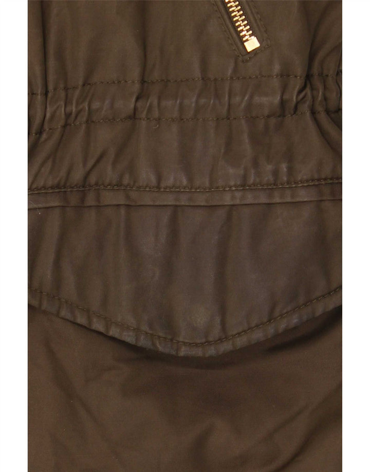 Zara Sherpa Parkajakke med hætte til kvinder UK 14 Medium Khaki