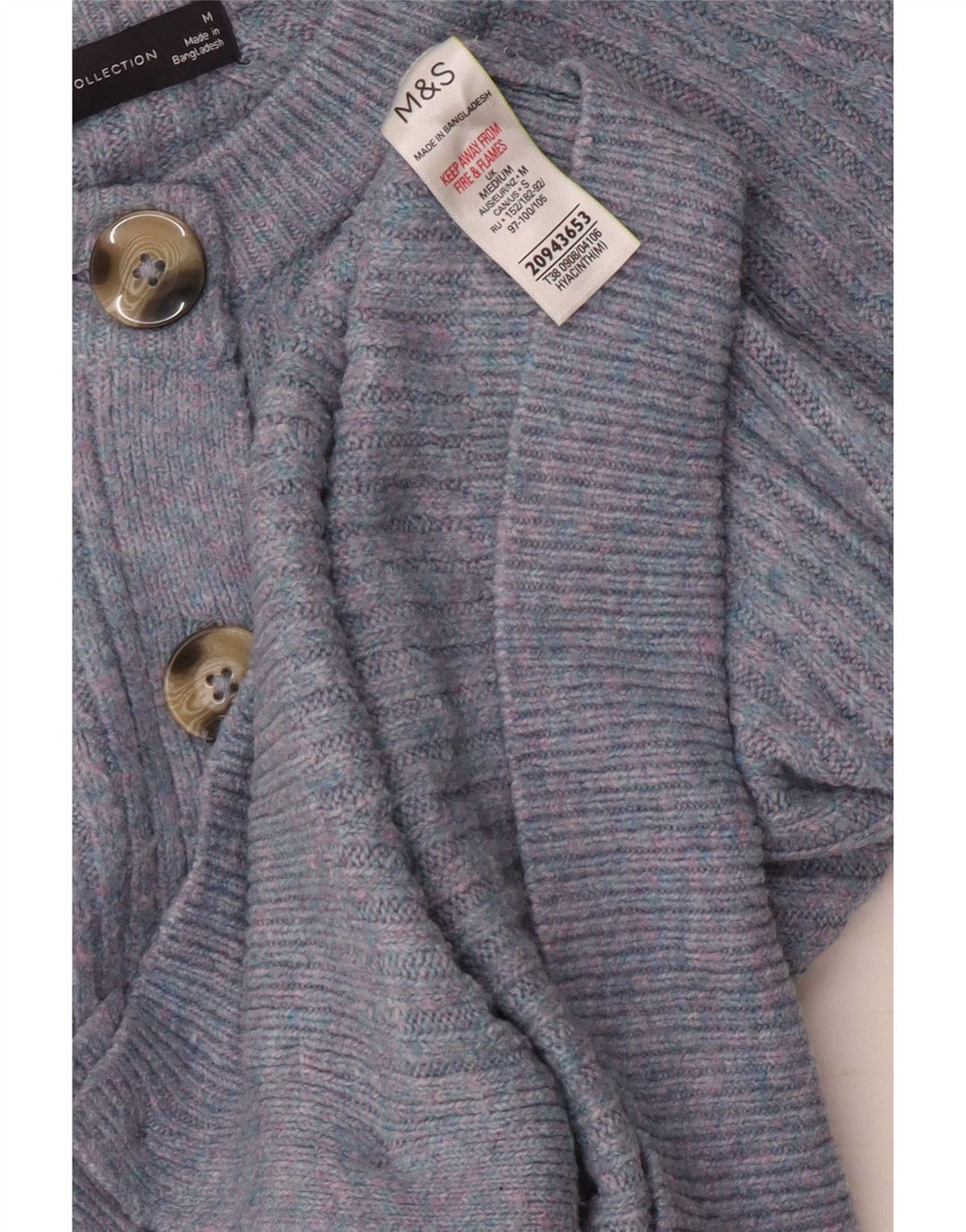 Marks & Spencer Dame Cardigan Sweater UK 14 Medium Blue Acryl