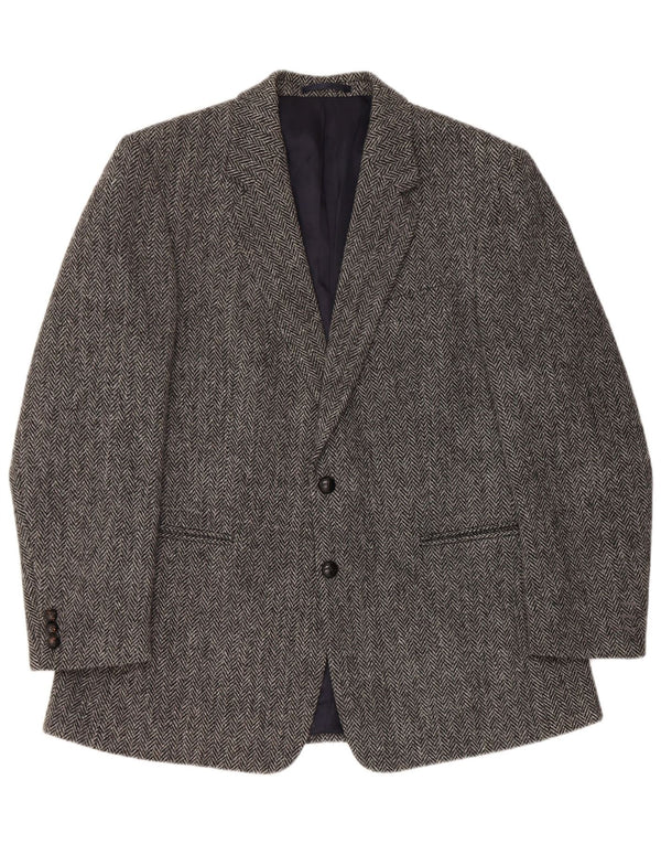 HARRIS TWEED Herre Regular Blazer Jacket Størrelse 42 Large Grey Herringbone