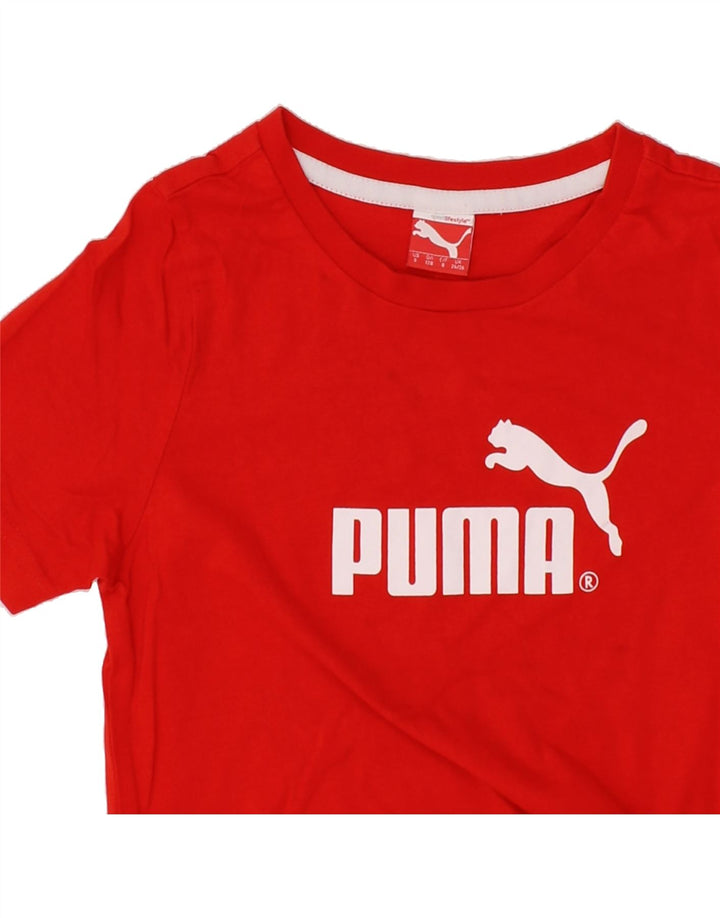 PUMA Boys Graphic T-Shirt Top 7-8 Years Small Red Cotton Vintage Puma and Second-Hand Puma from Messina Hembry 